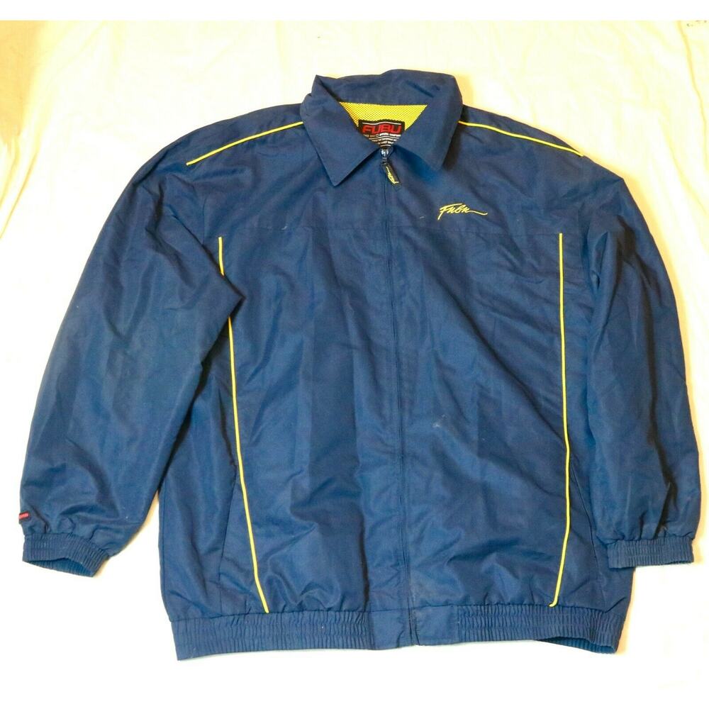 Vintage FUBU Sport Windbreaker Jacket Men's XL Blue Yellow Active Wear